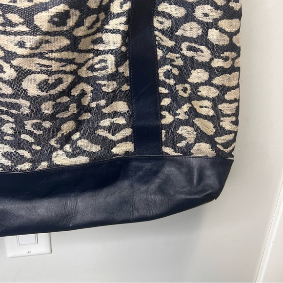 Iris & Ink Cow Leather Linen Animal Print Tote - Picture 10 of 16